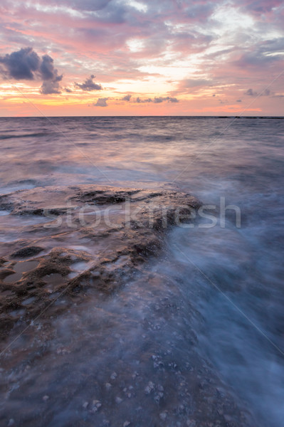 Lange blootstelling zee rotsen schemering zeegezicht natuur Stockfoto © Juhku