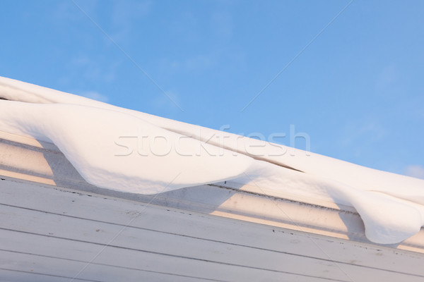 Dachrinne Dach voll Schnee Winter Frühling Stock foto © Juhku