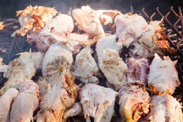 Carne di maiale carne alla griglia aprire il fuoco esterna cena Foto d'archivio © Juhku
