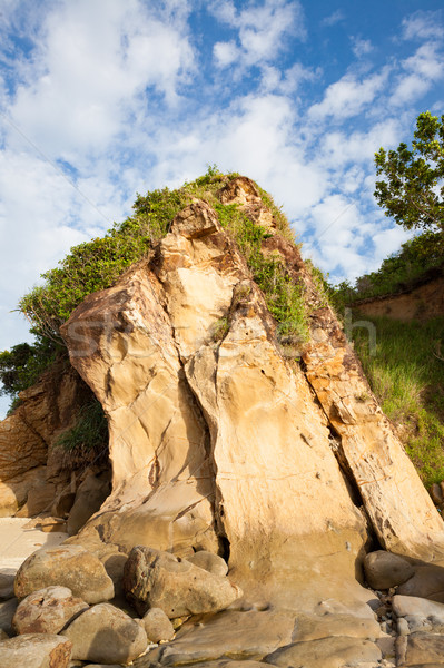 Sandstein rock Strand Borneo Malaysia Wolken Stock foto © Juhku