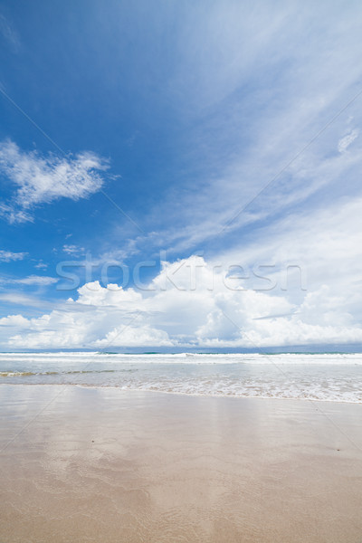 Waves sand beach and clouds sunny day Stock photo © Juhku