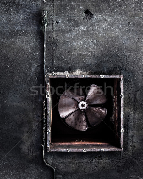 Abandoned air conditioning duct and rusted fan Stock photo © Juhku