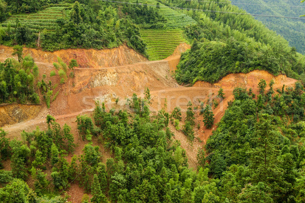 Stock photo: Aerial view of landslide in china