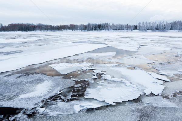 Thin ice at lake Stock photo © Juhku