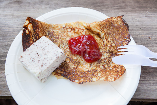 Stock photo: Homemade crepe ready to eat
