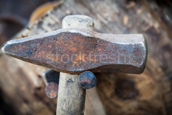 Worn old iron hammer Stock photo © Juhku