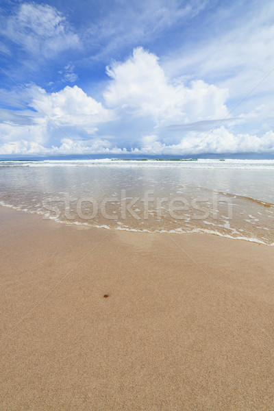 Waves sand beach and clouds sunny day Stock photo © Juhku