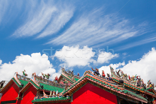 chinese temple roofs and dramatic clouds Stock photo © Juhku