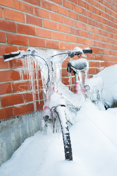 Frozen bike covered in ice Stock photo © Juhku