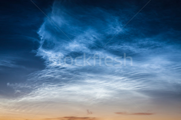 Beautiful sky phenomenon noctilucent clouds Stock photo © Juhku