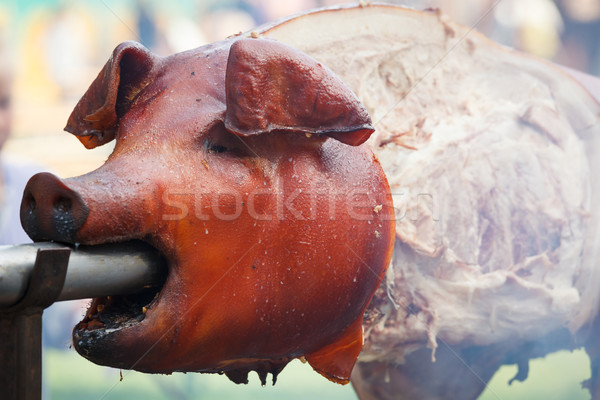 Wieprzowina mięsa grillowany otworzyć ogień odkryty strony Zdjęcia stock © Juhku