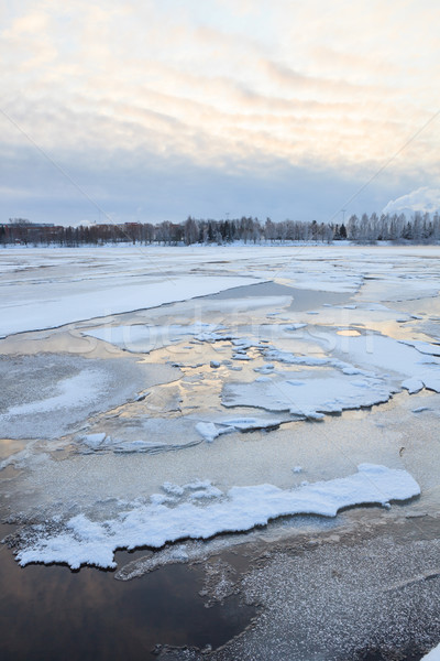 Thin ice in lake Stock photo © Juhku