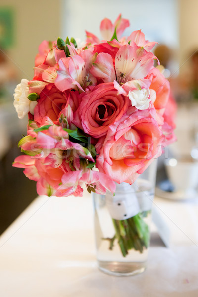 Pink red nosegay in a vase Stock photo © Juhku
