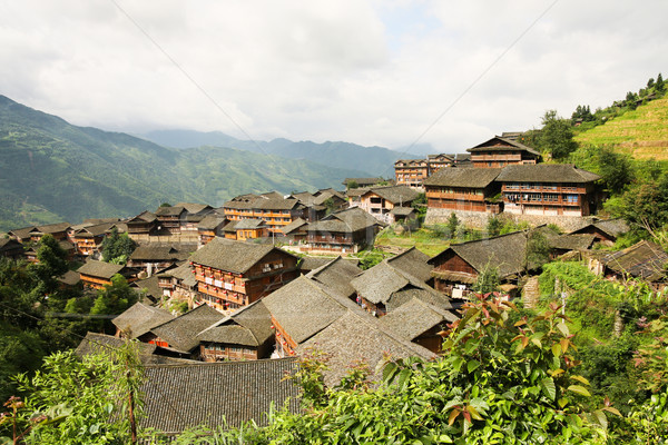 Traditional chinese village wooden houses Stock photo © Juhku