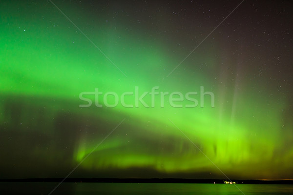 Norte luzes lago Finlândia belo aurora Foto stock © Juhku