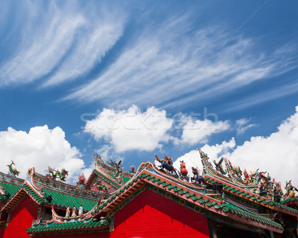 chinese temple roofs and dramatic clouds Stock photo © Juhku