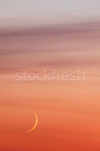 月亮 新月 柔和 顏色 日落 天空 商業照片 © Juhku