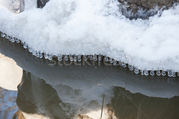 Small round icicles over water Stock photo © Juhku