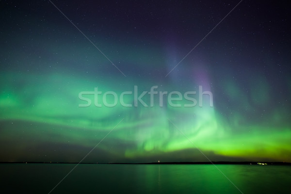 Noordelijk lichten meer Finland mooie Stockfoto © Juhku