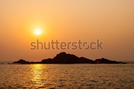 Stok fotoğraf: Ada · siluet · gün · batımı · Hindistan · gökyüzü · doğa