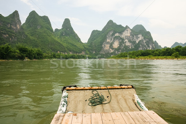 Foto stock: Bambu · rafting · rio · China · paisagem · montanha
