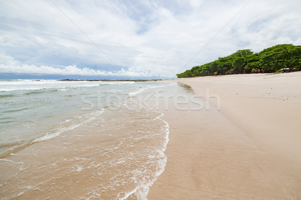 Waves sand beach and clouds sunny day Stock photo © Juhku