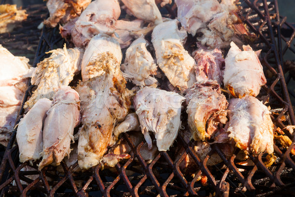 Foto d'archivio: Carne · di · maiale · carne · alla · griglia · aprire · il · fuoco · esterna · cena