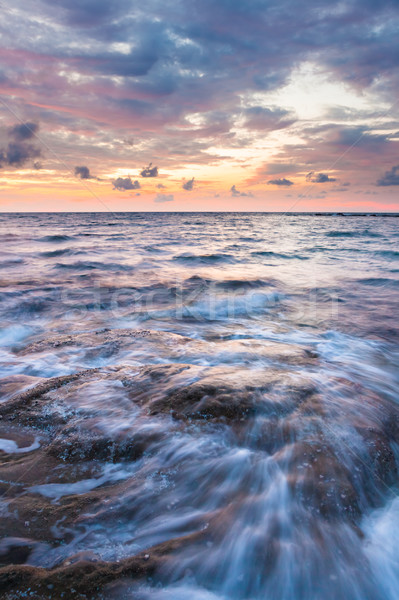 Foto stock: La · exposición · a · largo · mar · rocas · crepúsculo · marina · cielo