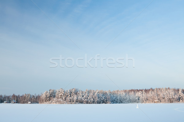 Stock foto: Winter · See · Landschaft · Finnland · Abend · Sonnenuntergang