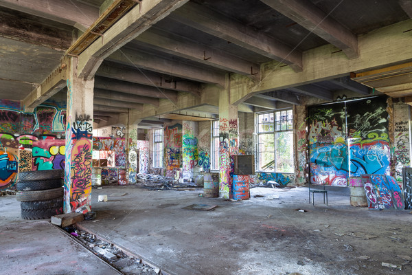 Old abandoned factory hall Stock photo © Juhku