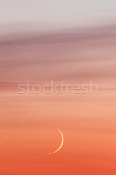 月亮 新月 柔和 顏色 日落 天空 商業照片 © Juhku