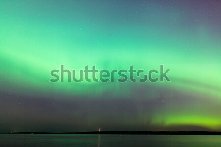 Stok fotoğraf: Kuzey · ışıklar · göl · Finlandiya · güzel · şafak