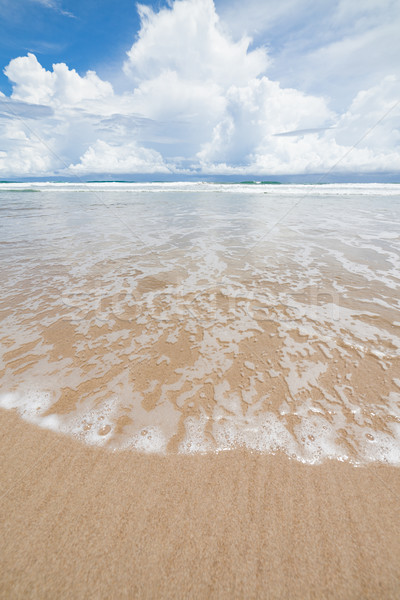 Waves sand beach and clouds sunny day Stock photo © Juhku