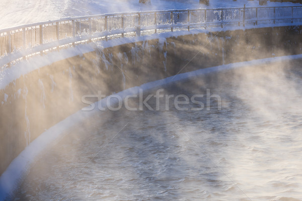 Víz pára megvilágított napfény hideg tél Stock fotó © Juhku