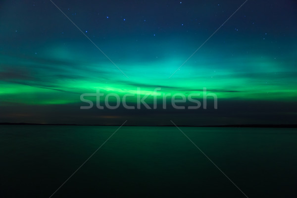 Nord lumières lac Finlande belle aurora Photo stock © Juhku