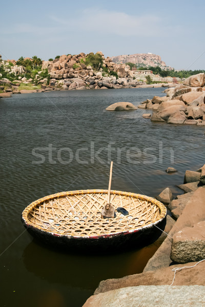 Traditional round boat in hampi Stock photo © Juhku