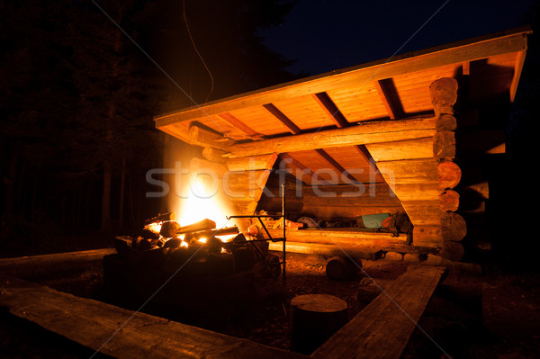 Lean-to campsite in forest Stock photo © Juhku