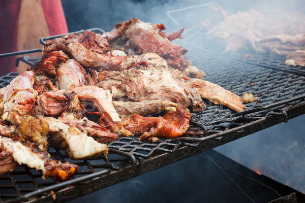 豚肉 肉 焼き 直火 屋外 食品 ストックフォト © Juhku