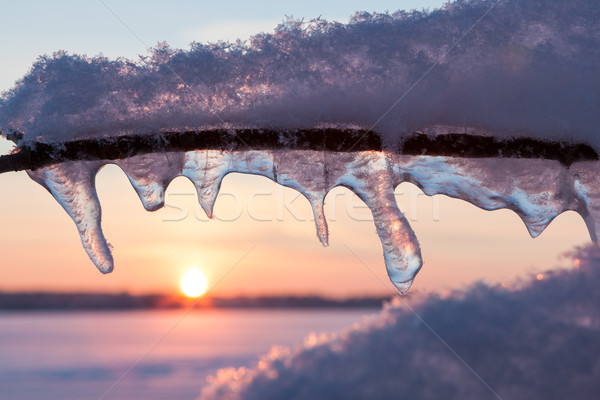 Foto stock: Puesta · de · sol · resumen · artístico · invierno · detalle · naturaleza