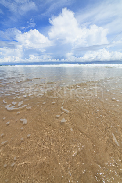 Waves sand beach and clouds sunny day Stock photo © Juhku