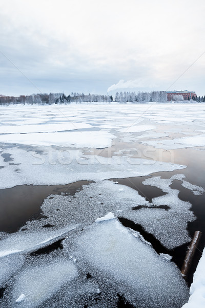 Thin ice at lake Stock photo © Juhku