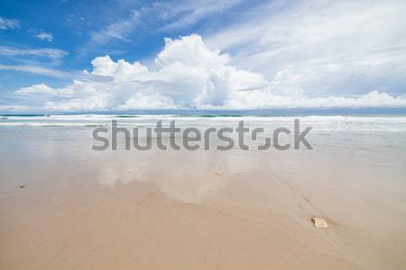 Waves sand beach and clouds sunny day Stock photo © Juhku