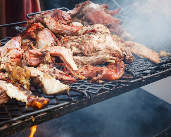 Carne de porco carne grelhado abrir fogo ao ar livre comida Foto stock © Juhku