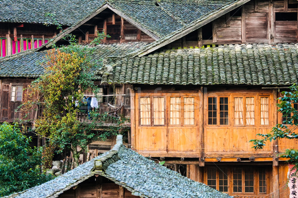 Old wooden chinese buildings Stock photo © Juhku