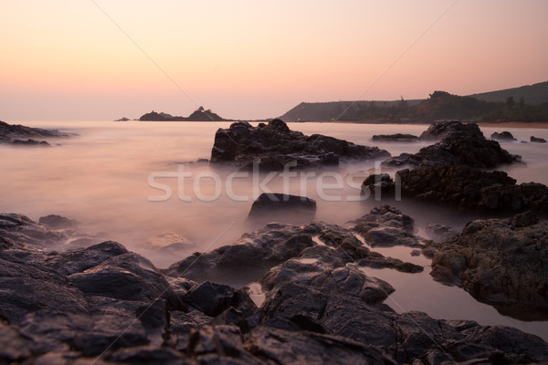 Stock photo: Sunset at om beach india