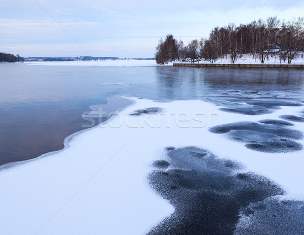 Stock photo: Thin ice at lake