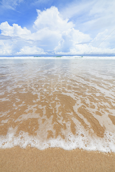 Vagues sable plage nuages [[stock_photo]] © Juhku