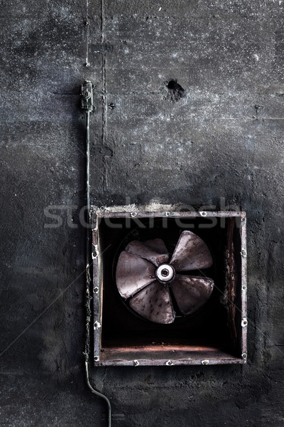 Abandoned air conditioning duct and rusted fan Stock photo © Juhku