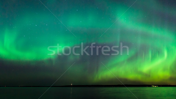 Foto stock: Luces · lago · hermosa · aurora · cielo