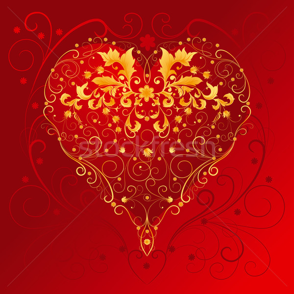 Ornamento corazón decorativo dorado rojo Foto stock © jul-and